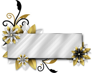 retro rectangular frame with flower illustration