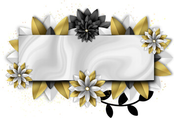 silver rectangular frame with flower illustration