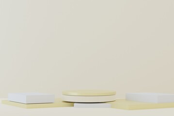 Empty podium with hipster abstract pastel background composition, 
Abstract Platforms for cosmetic product presentation, 
3d illustration pedestal for display creative Minimal concept.