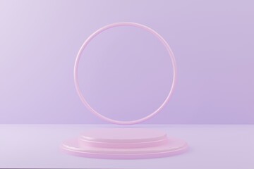 Empty podium with hipster abstract pastel background composition, 
Abstract Platforms for cosmetic product presentation, 
3d illustration pedestal for display creative Minimal concept.