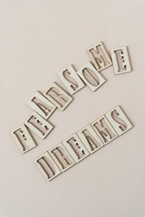 fearsome dreams - sign with wood type