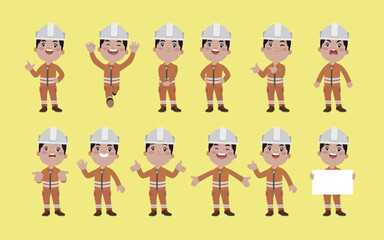 Repairman with different poses. vector