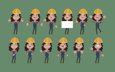Building worker with different poses