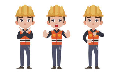Repairman with different poses. vector