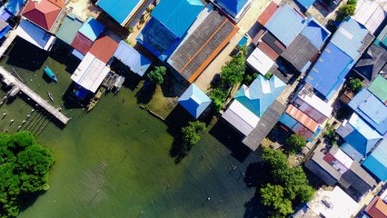 Aerial view of islands on the ocean
