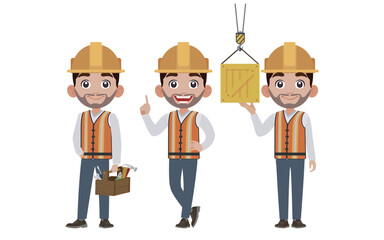 Repairman with different poses. vector