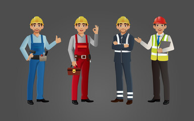 Professional Engineer and Worker Illustration