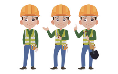 Repairman with different poses. vector