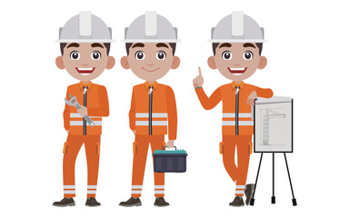 Repairman with different poses. vector