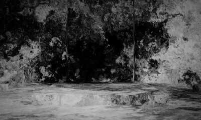 3D black and white cement background.