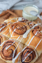 Cinnamon buns. Beautiful fresh cinnamon rolls