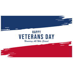 Veterans Day vector illustration with splash brush paint perfect for background concept 