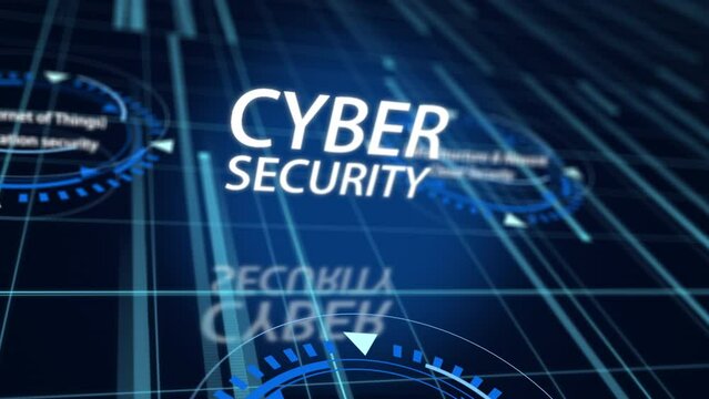 Cyber Security text cinematic title with digital effect for Technology, Business presentation abstract background
