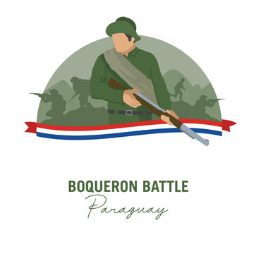 VECTORS. Boqueron Battle Victory Day in Paraguay, September 29, Paraguay heroes, civic holiday, patriotic, editable, flag