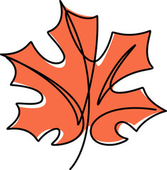 maple leaf colored line art illustration