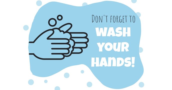 Digital illustration of washing hands with a writing During coronavirus covid19 pandemic