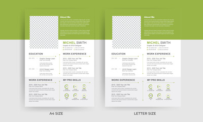 A4 and letter size professional CV Resume design for freelance and journalist, minimal job cv design with bleed area