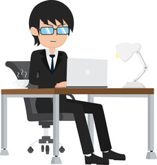 Salary Man Business Isolated Person People Cartoon Character Flat illustration Png #39