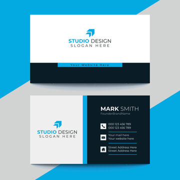 Professional Elegant Blue And White Modern Business Card Design