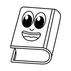 Funny book cartoon characters with cute face vector illustration. For kids coloring book.