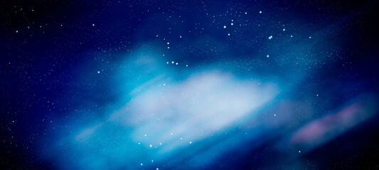 panoramic looking into deep space. Dark night sky full of stars. The nebula in outer space. Secrets...