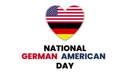 National German American Day- 6 October text animation with Germany and USA flag in heart shape - Powered by Adobe