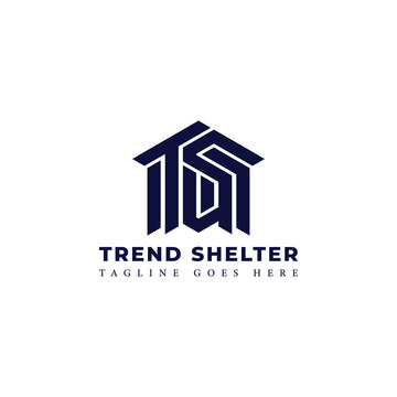 Abstract initial letter TS or ST logo in blue color isolated in white background applied for home loans logo also suitable for the brands or companies have initial name ST or TS.