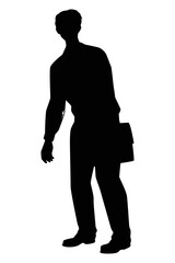 Businessman zombie silhouette vector, Halloween devil in black and white.