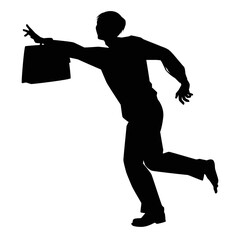 Businessman zombie silhouette vector, Halloween devil in black and white.