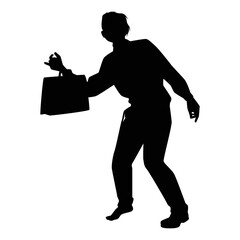 Businessman zombie silhouette vector, Halloween devil in black and white.