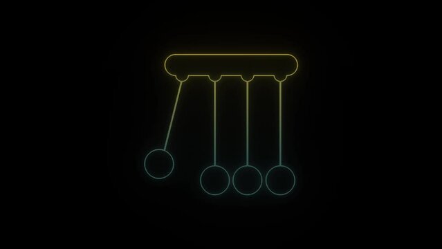 Glowing neon anti-stress icon on black background. office supplies. 4K video animation for motion graphics and compositing.