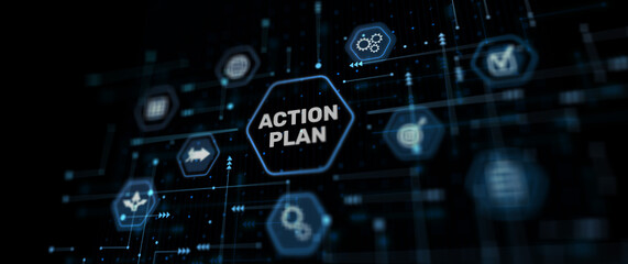 Action plan abstract background. Algorithm and strategy development business