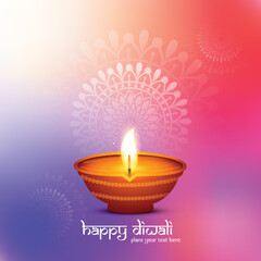 Glittering religious diwali festival beautiful lamps background