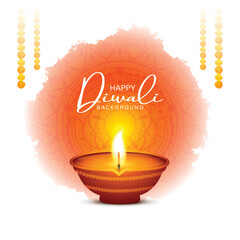 Glittering religious diwali festival beautiful lamps background