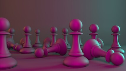 Different chess pieces pawns. Concept business background