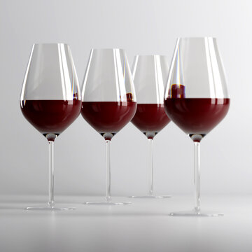Realistic empty various wineglasses for alcohol. Drinks background