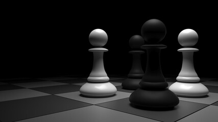 Different chess pieces pawns. Concept business background