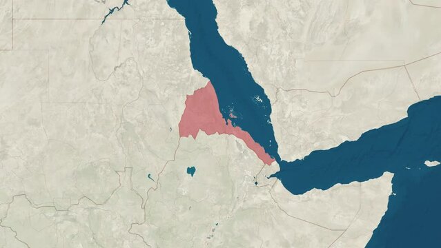 Zoom in to the map of Eritrea with text, textless, and with flag