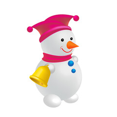 Snowman, vector image on a white background.
 Cartoon character for banner, flyer, illustrations.