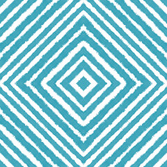 Tiled watercolor pattern. Turquoise symmetrical