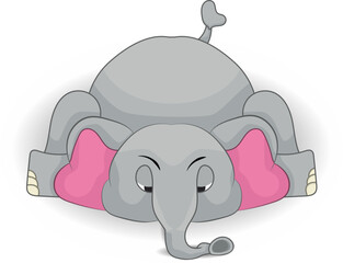 Cartoon Elephant tired expression and want to sleep