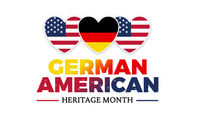 German American heritage month annual celebration in October. USA and Germany flag in heart shape