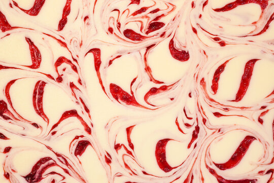 Top View Of Seamless Vanilla Raspberry Swirl Cheesecake For Background Or Wallpaper