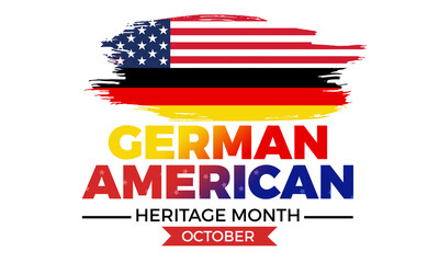 German American heritage month annual celebration in October - USA and german flag in a brush stroke shape