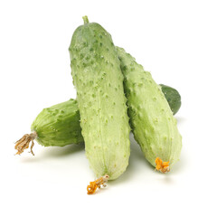Green cucumber on the white background