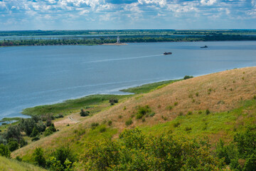 panorama of the Don River valley near Volga-Don Canal. cloudy sky on a summer day