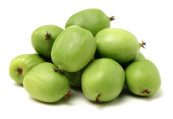 mini kiwi baby fruit (actinidia arguta) on white background 