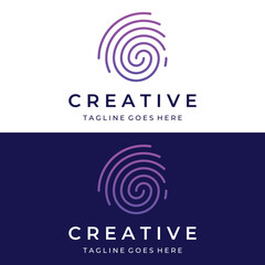 Modern human fingerprint vector logotype. Fingerprint for identity, business card, technology, digital.