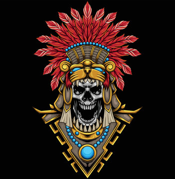 Jaguar Warrior Skull Stock Illustration - Download Image Now