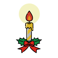 シンプルでかわいいクリスマスキャンドルのイラスト